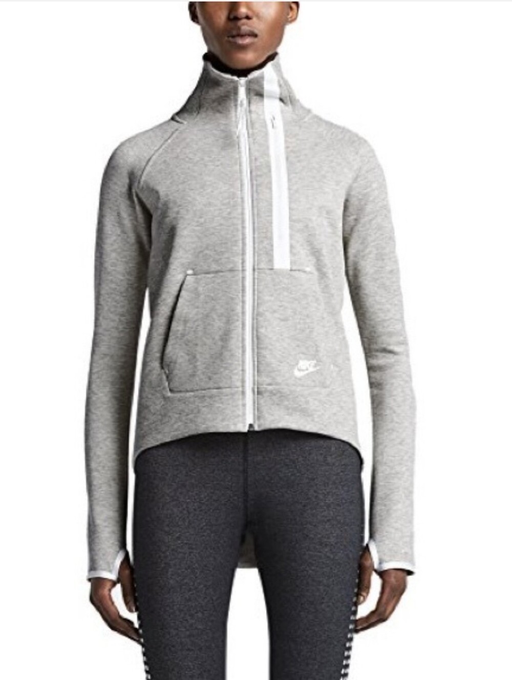 Nike Women's Grey Zip-Front Performance Top